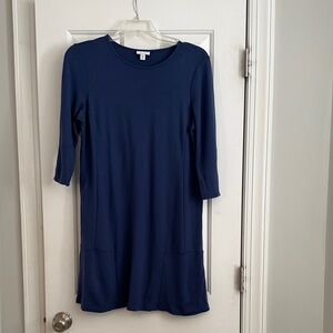 J. Jill Navy Midi Shift Dress with Pockets